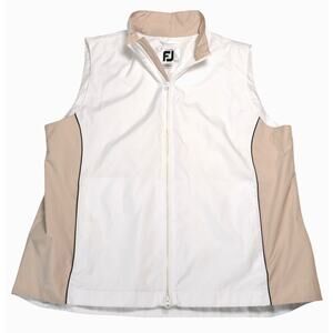 Footjoy Women's Golf Wind Vest White Tean Sleeveless Full Zip Jacket Size XL